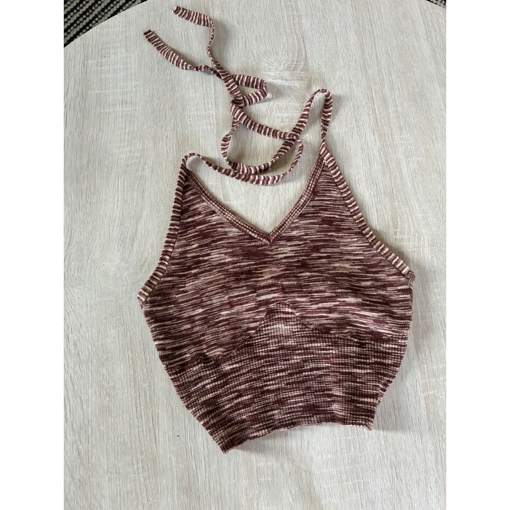 LA Hearts Brown Space Dye Ribbed Knit Mini Skirt Small Grunge Boho Striped